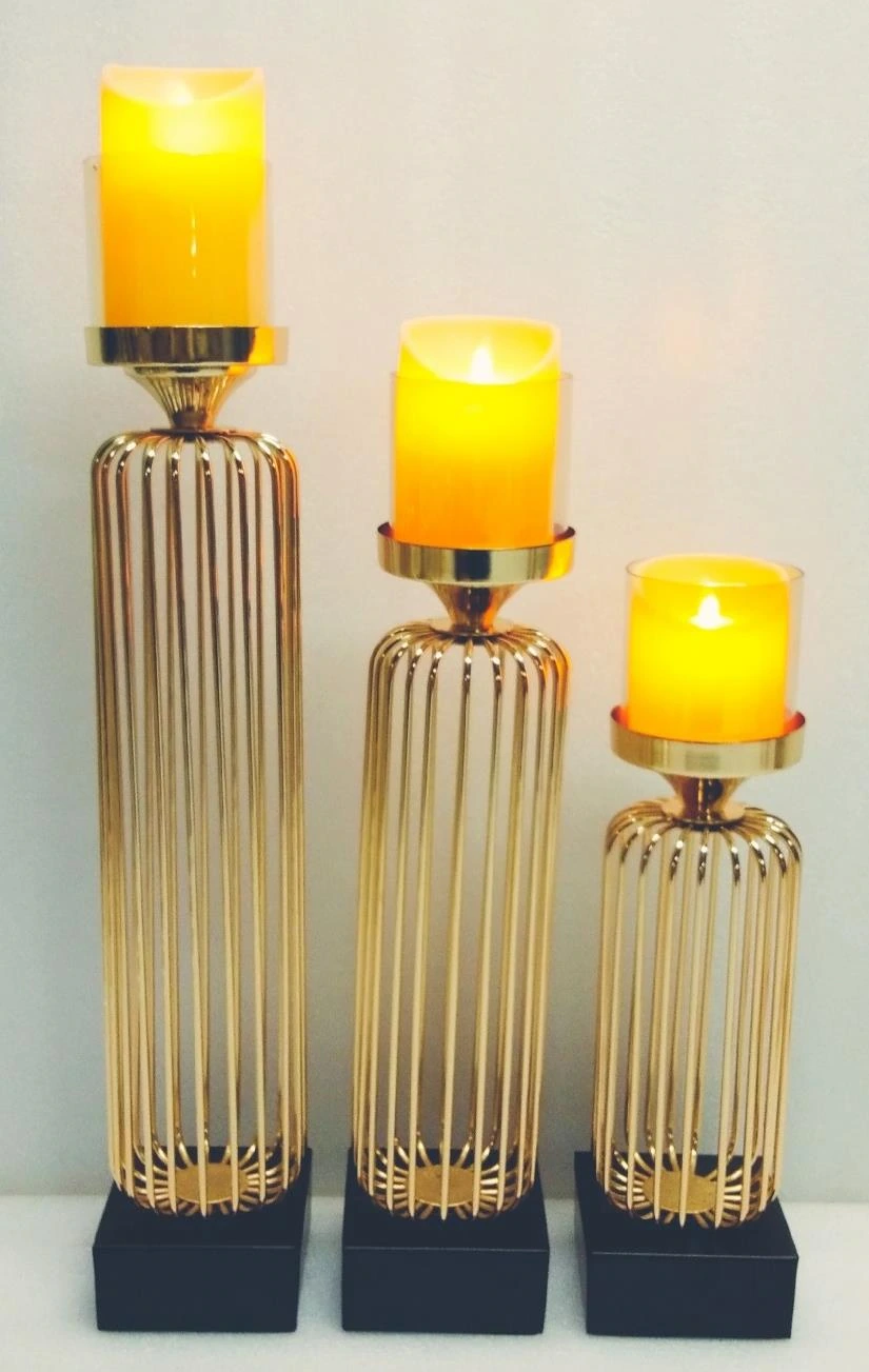 Metal Candle Holder Cage T Light Holder on Top 10x43 cm